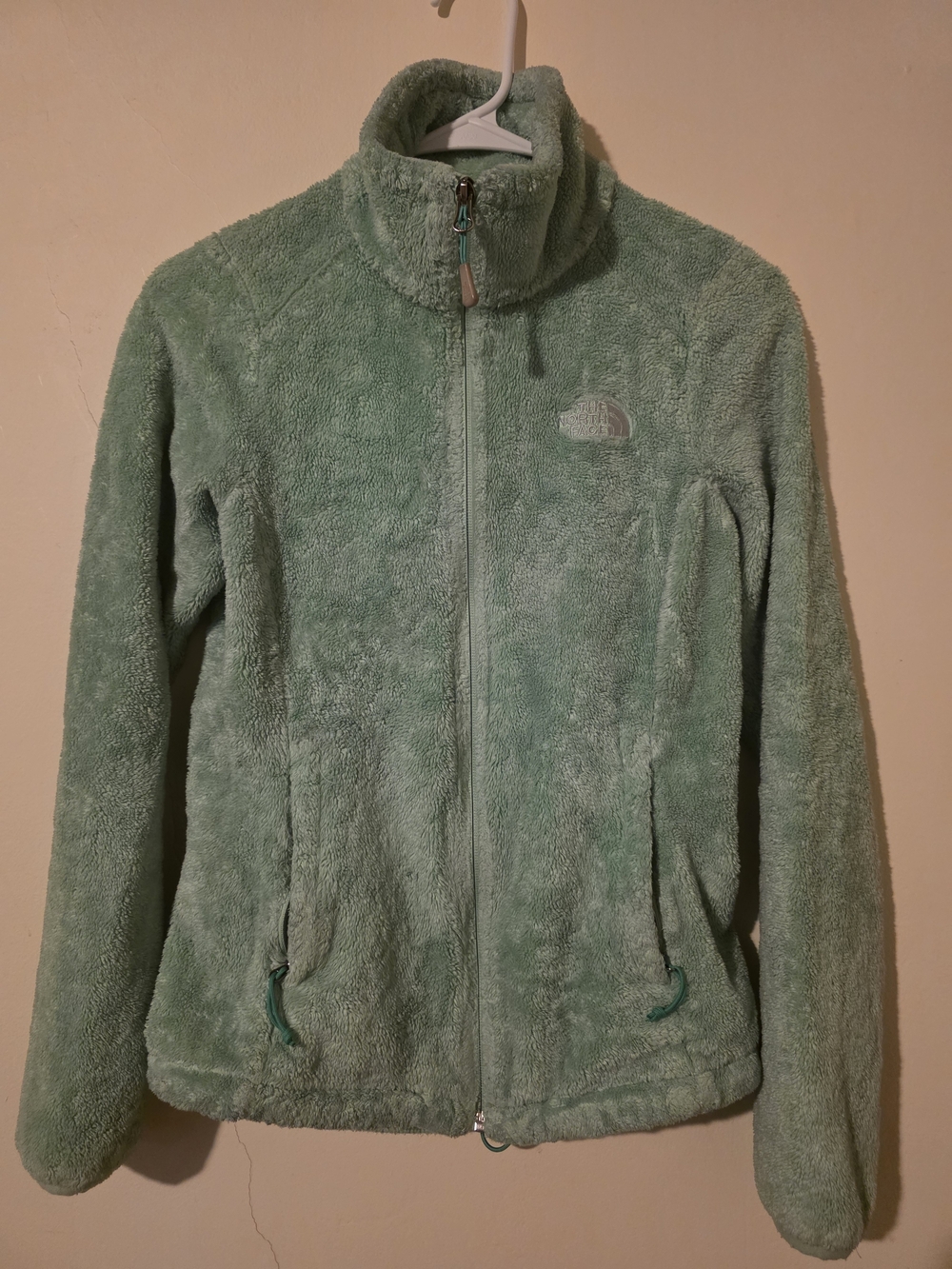 The North Face Women's Mint Green Plush Fleece Zip-Up Jacket